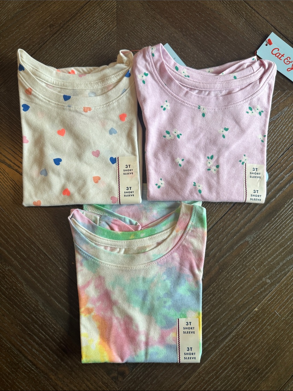 Cat & Jack Toddler Girls Short Sleeve Tee Bundle 3T New NWT